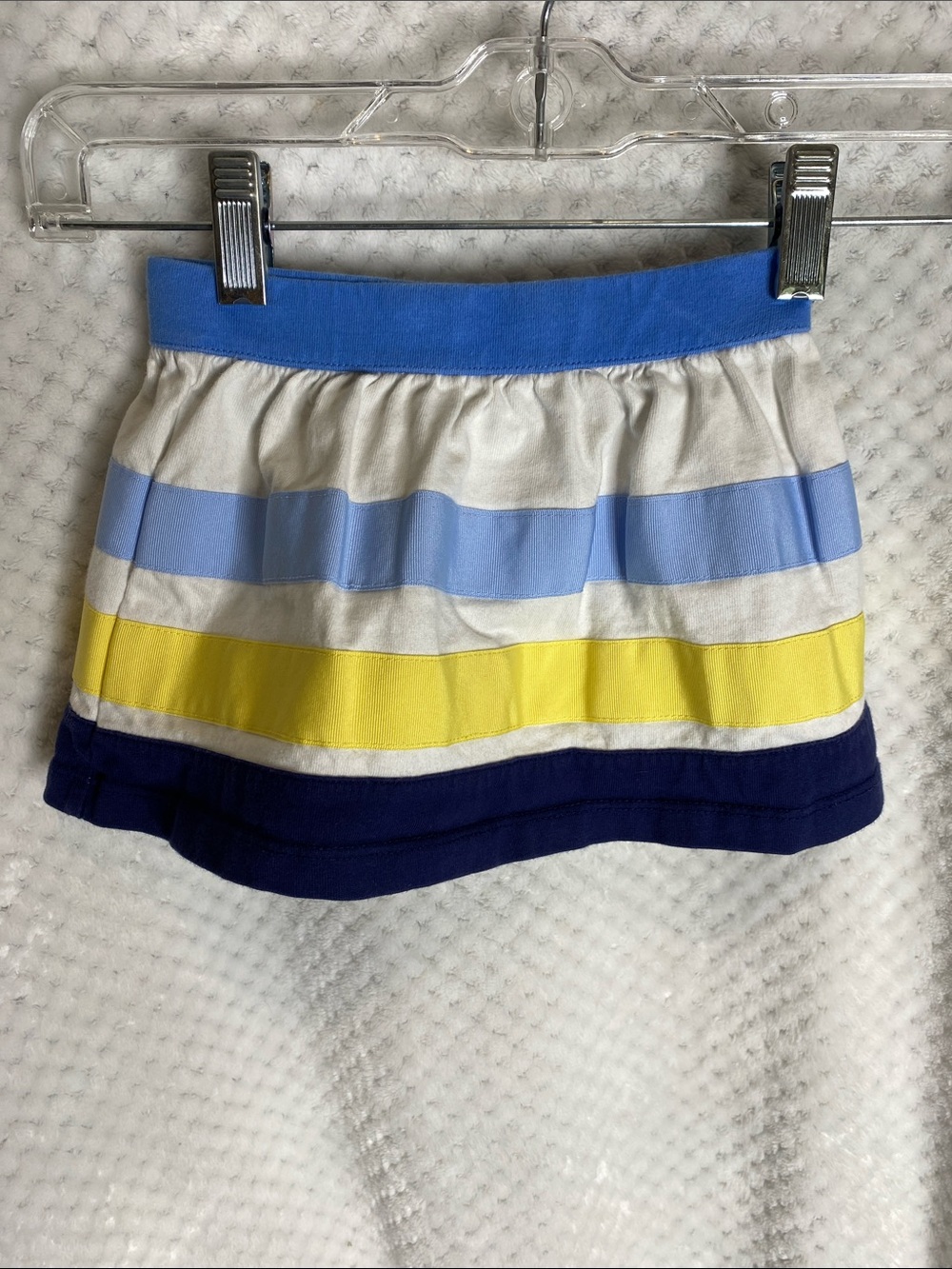 Gymboree Striped Blue, Yellow & White Cotton Knit Skirt